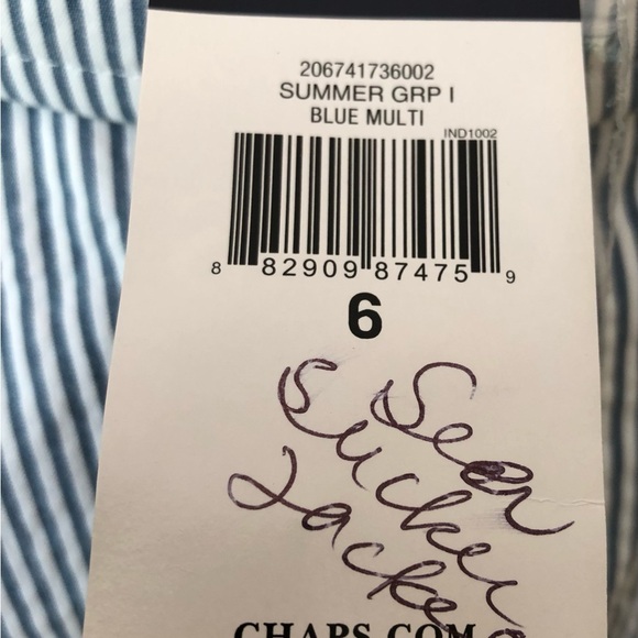 Chaps blue & white striped Seer Sucker Jacket Size 6 silver tone buttons. NWT - Picture 5 of 6